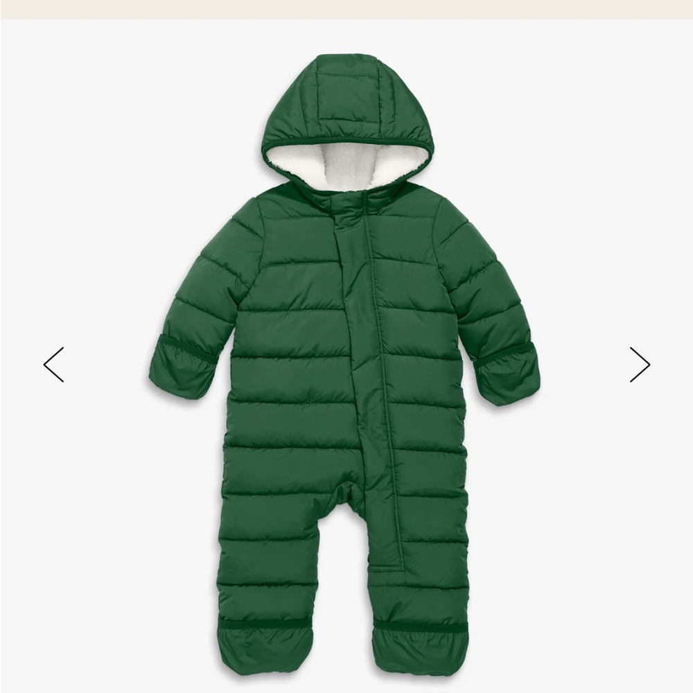 Primary Forest Green Lined Puffer Bodysuit 18-24 M